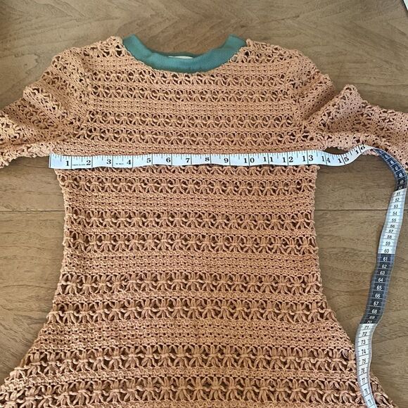 Kenneth Nicholson Camel Brown Loose Knit Mini Dress Size Small - Picture 10 of 12